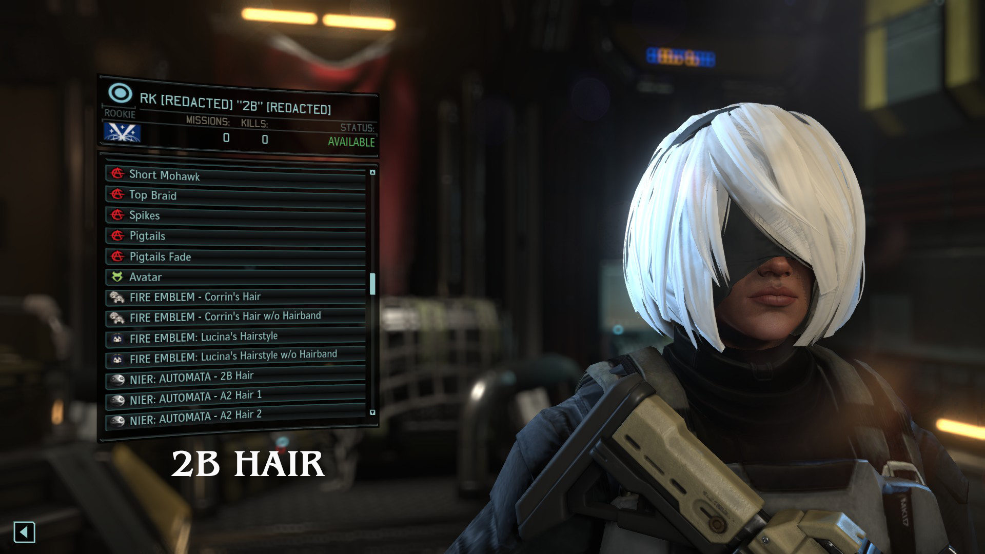 Мод NieR Automata - A2 & 2B Hair & Headband [WOTC]