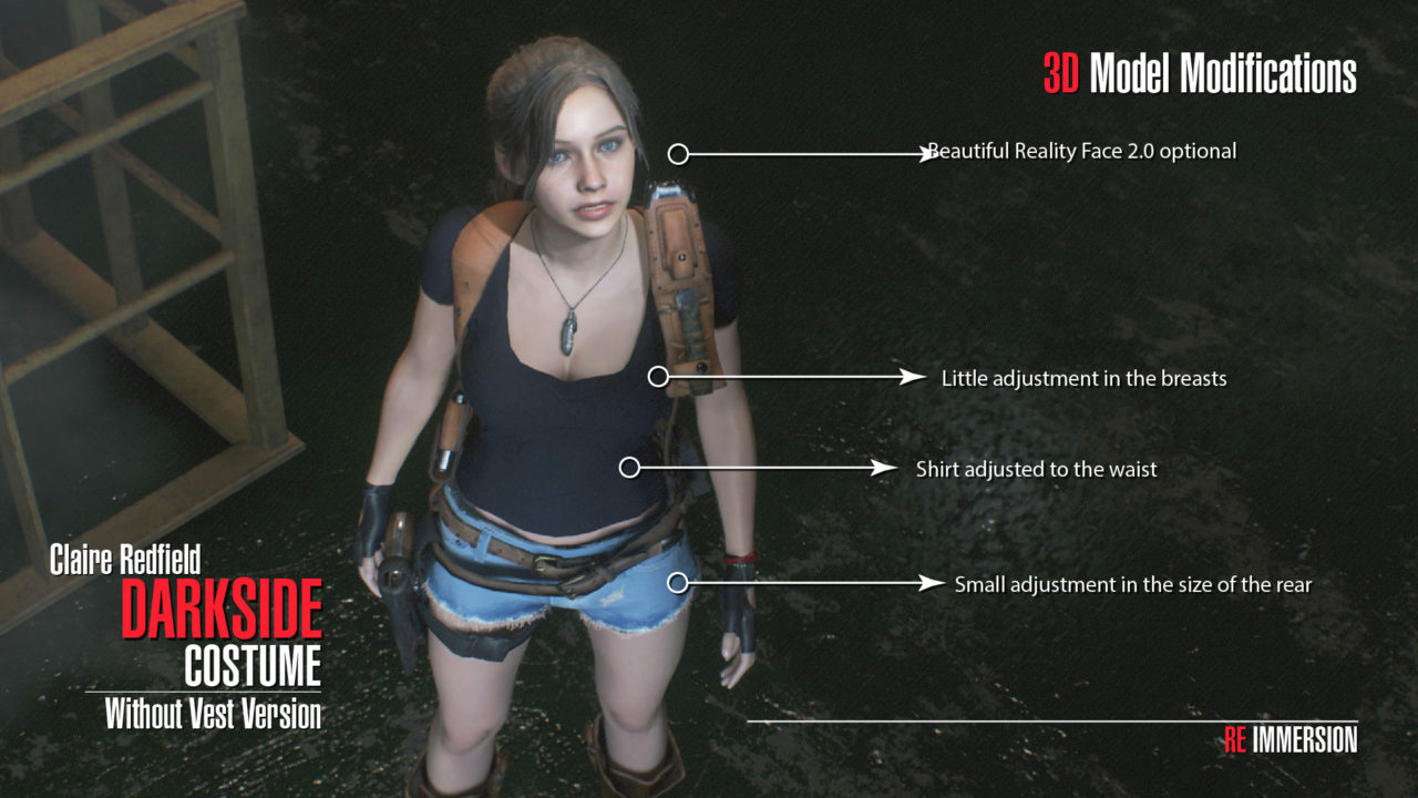 Claire Redfield Darkside Costume - Without Vest