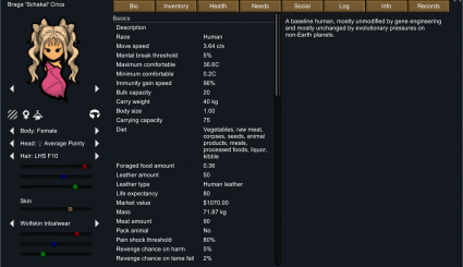 Мод Character Editor - Редактор персонажей для RimWorld