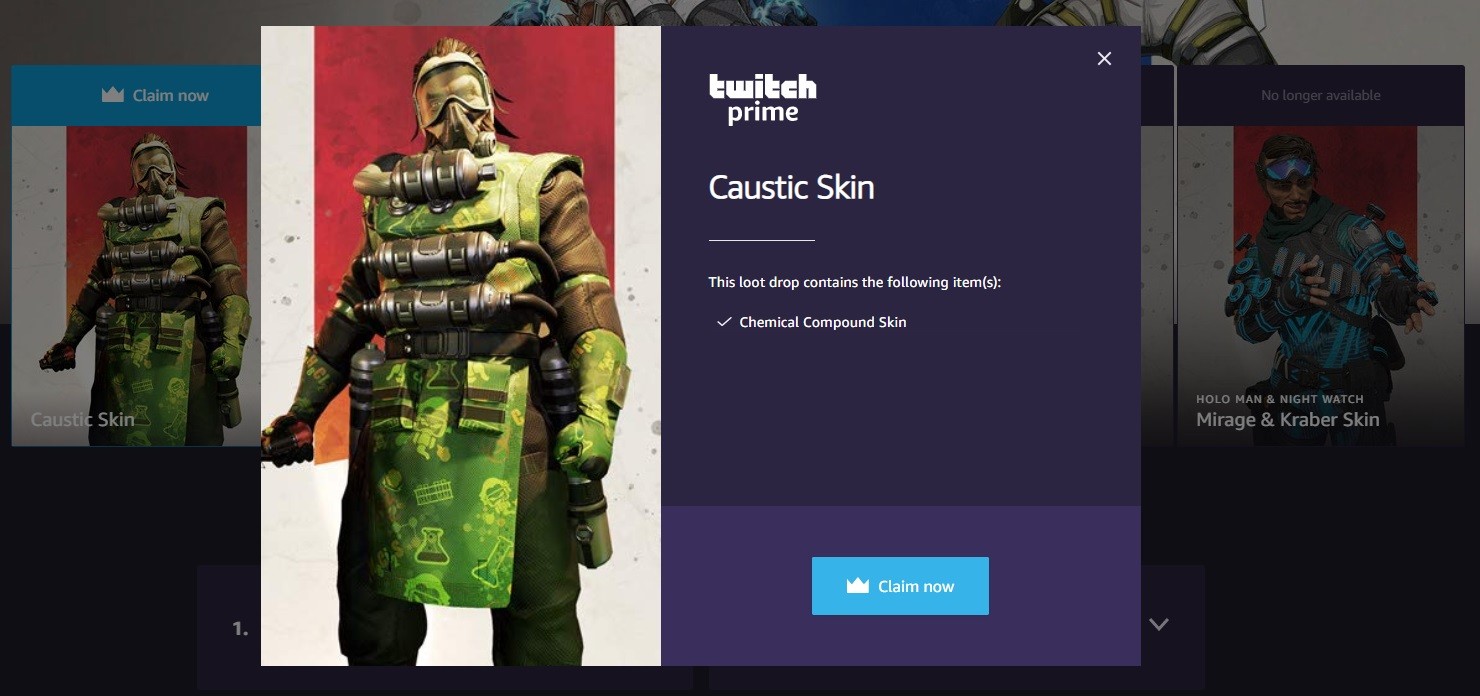 Twich Prime - Caustic 'Chemical Compound' Skin для Apex Legends