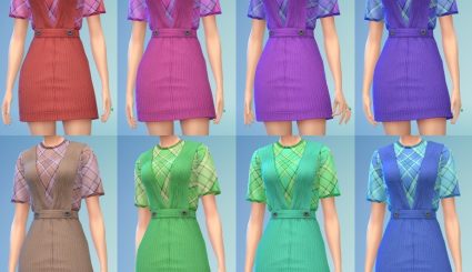 Мод одежды Pinafore with TShirt - Пинафоре с футболкой для Sims 4