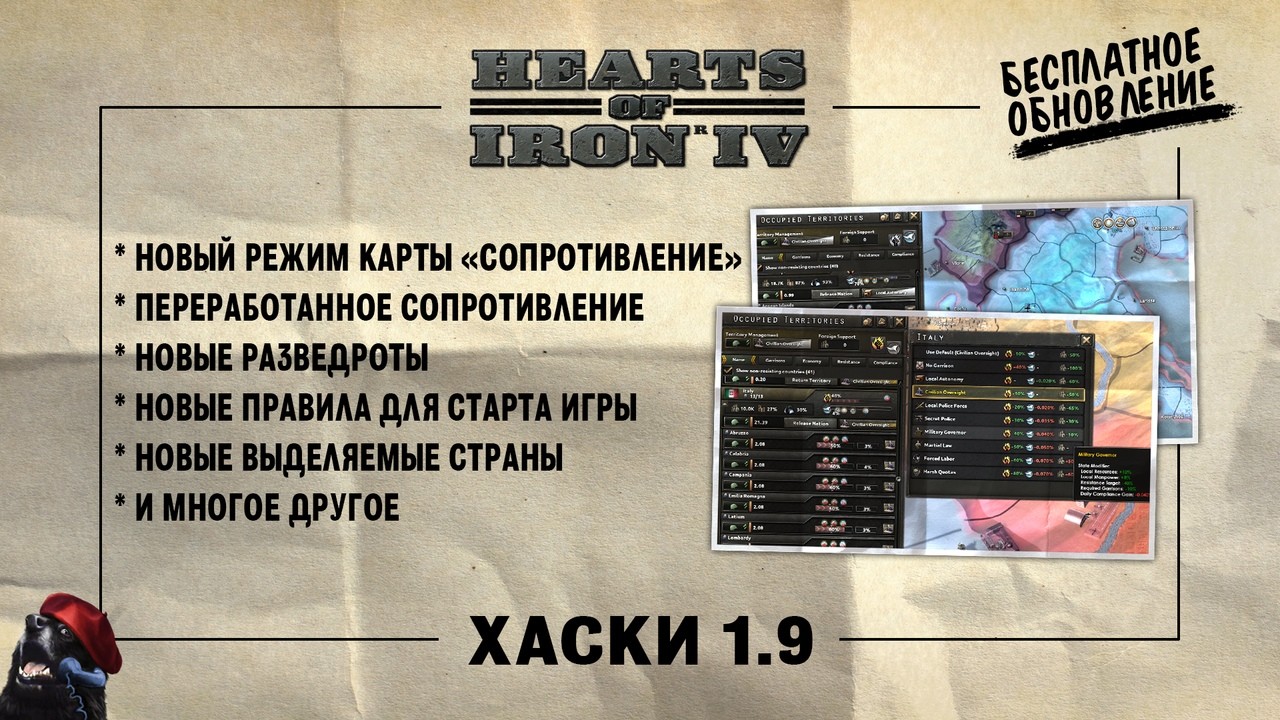 Обновление 1.9 «Хаски» для Hearts of Iron 4