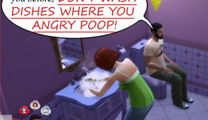 Мод Don't Wash Dishes Where You Angry Poop для Sims 4